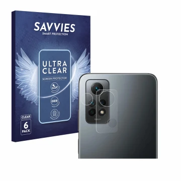 Front side of a product packaging with the brand logo Savvies. Next to it is the device Xiaomi Redmi Note 12 Pro 4G (ONLY Came