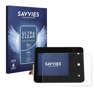 Front side of a product packaging with the brand logo Savvies. Next to it is the device Spektrum Smart Technology XBC100 shown