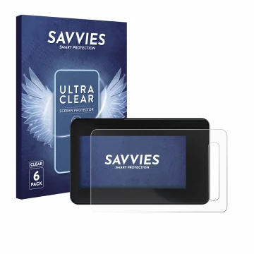 Front side of a product packaging with the brand logo Savvies. Next to it is the device Shimano Steps SC-EN600 shown with the 