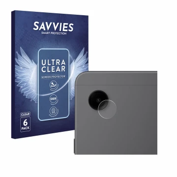 Front side of a product packaging with the brand logo Savvies. Next to it is the device Samsung Galaxy Tab A9 LTE (ONLY Camera