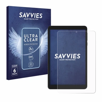 Front side of a product packaging with the brand logo Savvies. Next to it is the device Doogee T20 Mini shown with the corresp