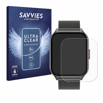 Front side of a product packaging with the brand logo Savvies. Next to it is the device Popglory P95 2
