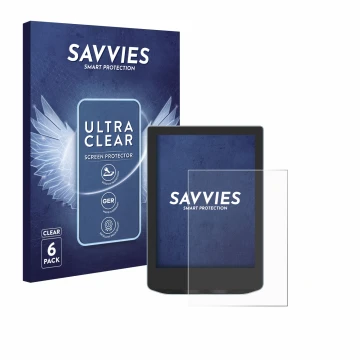 Front side of a product packaging with the brand logo Savvies. Next to it is the device Vivlio Light shown with the correspond