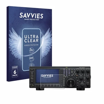 Front side of a product packaging with the brand logo Savvies. Next to it is the device Kenwood TS-890S shown with the corresp
