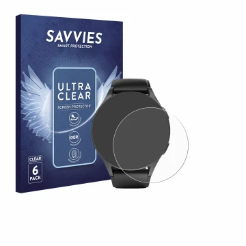 Front side of a product packaging with the brand logo Savvies. Next to it is the device Hama 8900 (42 mm) shown with the corre