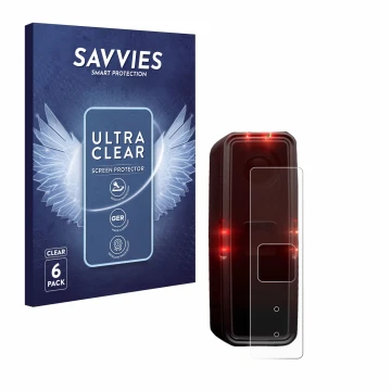 Front side of a product packaging with the brand logo Savvies. Next to it is the device Alps Alpine Ride Safety RS 1000 shown 