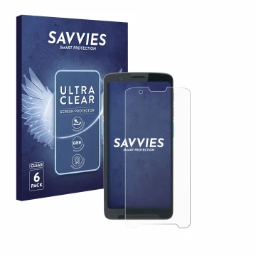 Front side of a product packaging with the brand logo Savvies. Next to it is the device Unitech EA660 shown with the correspon