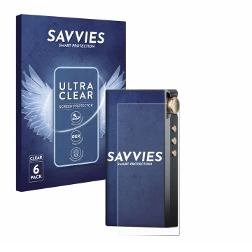 Front side of a product packaging with the brand logo Savvies. Next to it is the device Cayin N3-Ultra shown with the correspo