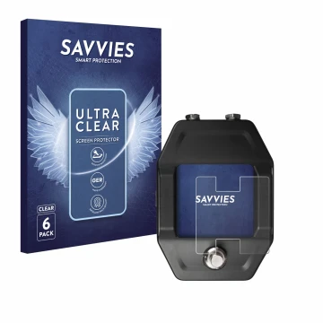 Front side of a product packaging with the brand logo Savvies. Next to it is the device Shure GLXD16+ shown with the correspon