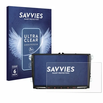 Front side of a product packaging with the brand logo Savvies. Next to it is the device Erisin ES8998V 9