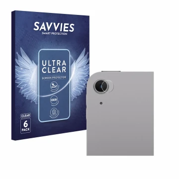 Front side of a product packaging with the brand logo Savvies. Next to it is the device Apple iPad Air 13