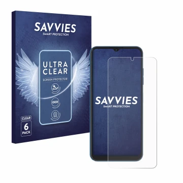 Front side of a product packaging with the brand logo Savvies. Next to it is the device Hotwav Note 13 shown with the correspo