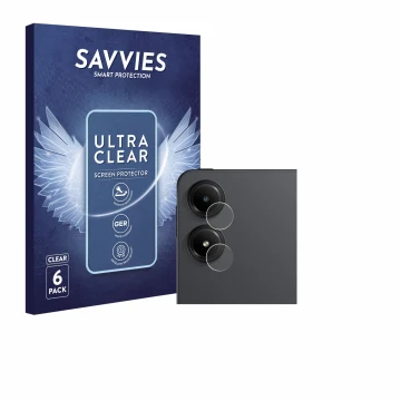 Front side of a product packaging with the brand logo Savvies. Next to it is the device Xiaomi Redmi Pad Pro (ONLY Camera Lens