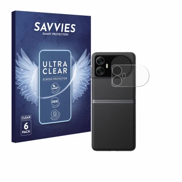 Front side of a product packaging with the brand logo Savvies. Next to it is the device Blackview Hero 10 (Outer display) show