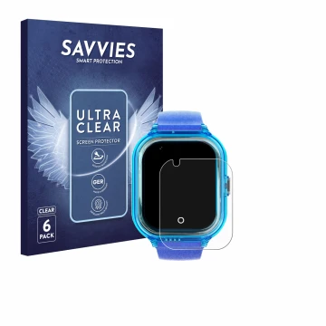Front side of a product packaging with the brand logo Savvies. Next to it is the device SaveFamily Enjoy shown with the corres