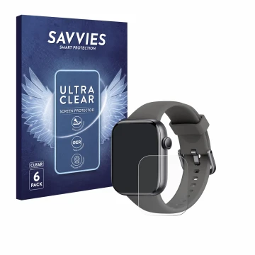 Front side of a product packaging with the brand logo Savvies. Next to it is the device AcclaFit P5 1.85