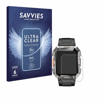 Front side of a product packaging with the brand logo Savvies. Next to it is the device Baolubao W60 shown with the correspond