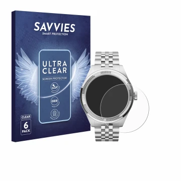 Front side of a product packaging with the brand logo Savvies. Next to it is the device Withings ScanWatch Nova Brilliant (39 