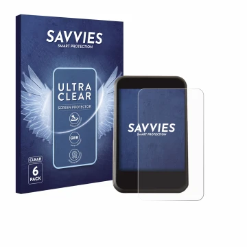 Front side of a product packaging with the brand logo Savvies. Next to it is the device Freesky YL81F shown with the correspon