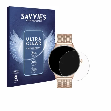 Front side of a product packaging with the brand logo Savvies. Next to it is the device LIGE FV12 1.43