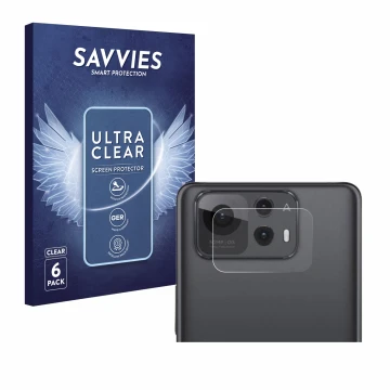 Front side of a product packaging with the brand logo Savvies. Next to it is the device ASUS ZenFone 12 Ultra (ONLY Camera Len