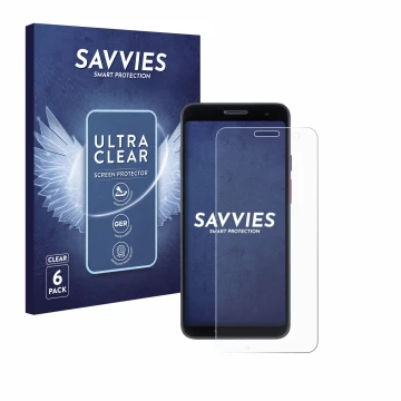 Front side of a product packaging with the brand logo Savvies. Next to it is the device Honeywell CT37 shown with the correspo