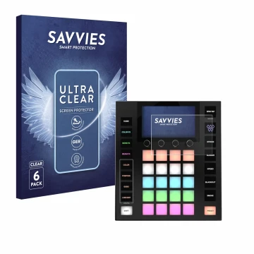 Front side of a product packaging with the brand logo Savvies. Next to it is the device Wolfmix W1 MK2 shown with the correspo