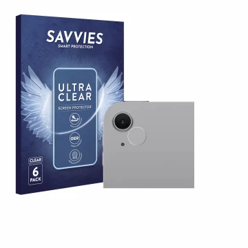 Front side of a product packaging with the brand logo Savvies. Next to it is the device Apple iPad Air 11