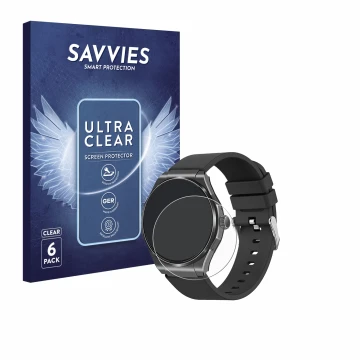 Front side of a product packaging with the brand logo Savvies. Next to it is the device Knauermann Pro 3 2024 (round) shown wi