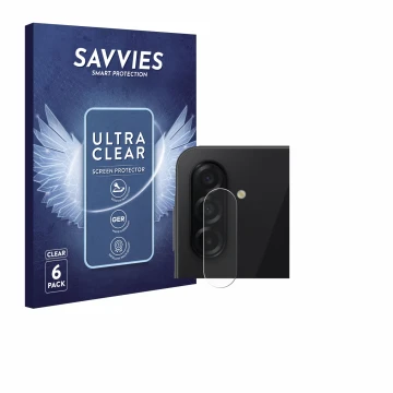 Front side of a product packaging with the brand logo Savvies. Next to it is the device Samsung Galaxy A26 5G Enterprise Editi