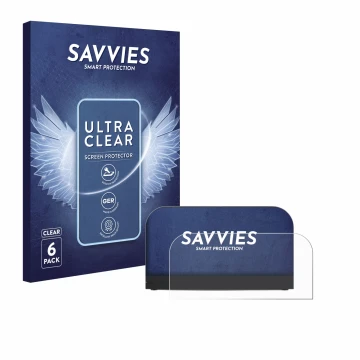 Front side of a product packaging with the brand logo Savvies. Next to it is the device Nintendo Switch 2 Station shown with t