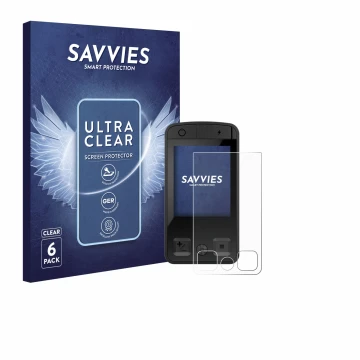 Front side of a product packaging with the brand logo Savvies. Next to it is the device Bosch Kiox 400C shown with the corresp