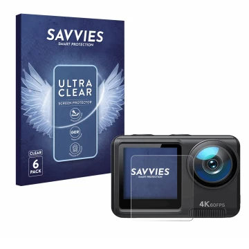 Front side of a product packaging with the brand logo Savvies. Next to it is the device Wolfang GA420 shown with the correspon