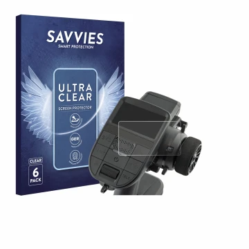 Front side of a product packaging with the brand logo Savvies. Next to it is the device Radiomaster MT12 shown with the corres