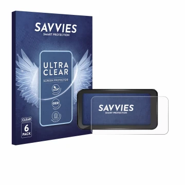 Front side of a product packaging with the brand logo Savvies. Next to it is the device Aoocci C6 Pro 6.25