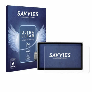 Front side of a product packaging with the brand logo Savvies. Next to it is the device Viltrox DC-A1 2800 shown with the corr