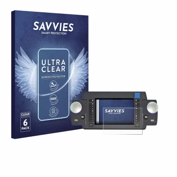 Front side of a product packaging with the brand logo Savvies. Next to it is the device ESU Ecos 50220 shown with the correspo