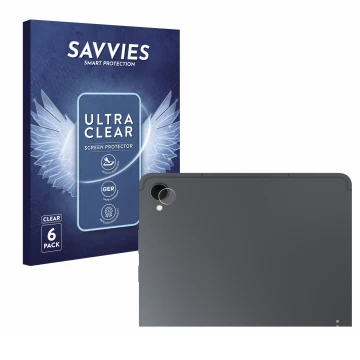 Front side of a product packaging with the brand logo Savvies. Next to it is the device Samsung Galaxy Tab S11 (ONLY Camera Le