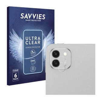 Front side of a product packaging with the brand logo Savvies. Next to it is the device Honor Magicpad 3 (ONLY Camera Lens) sh