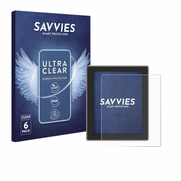 Front side of a product packaging with the brand logo Savvies. Next to it is the device Peterson Strobostomp Mini shown with t