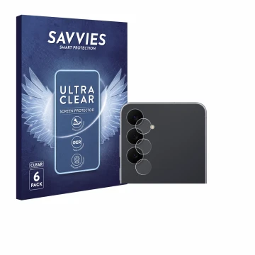 Front side of a product packaging with the brand logo Savvies. Next to it is the device Samsung Galaxy S25 FE Enterprise Editi