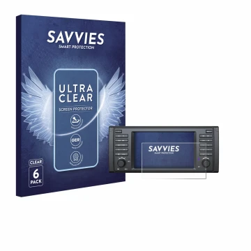Front side of a product packaging with the brand logo Savvies. Next to it is the device Eonon E39A12S shown with the correspon