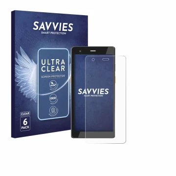 Front side of a product packaging with the brand logo Savvies. Next to it is the device Scorpion 6X V2 shown with the correspo