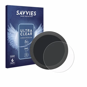Front side of a product packaging with the brand logo Savvies. Next to it is the device Elecrow Display 2.8