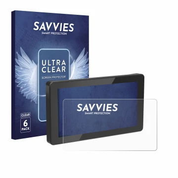 Front side of a product packaging with the brand logo Savvies. Next to it is the device Innovv N1 5.5