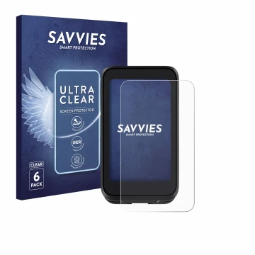 Front side of a product packaging with the brand logo Savvies. Next to it is the device igpsport BiNavi Air shown with the cor