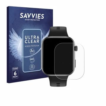 Front side of a product packaging with the brand logo Savvies. Next to it is the device Honor Choice InFoWear Watch 2i shown w
