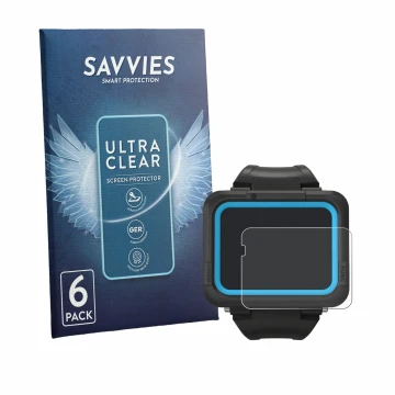 Front side of a product packaging with the brand logo Savvies. Next to it is the device Shearwater PEREGRINE dive computer sho