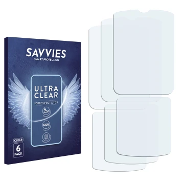 Front side of a product packaging with the brand logo Savvies. Next to it is the corresponding screen protector.