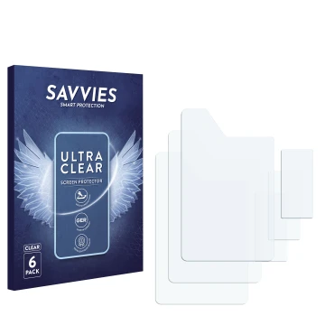 Front side of a product packaging with the brand logo Savvies. Next to it is the corresponding screen protector.